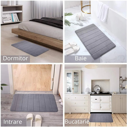 Lot de 3 tapis de bain, 50x40 cm, bleu, antidérapant