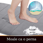 Lot de 3 tapis de bain, 50x40 cm, bleu, antidérapant