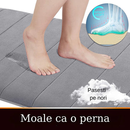 Lot de 3 tapis de bain, 50x40 cm, bleu, antidérapant