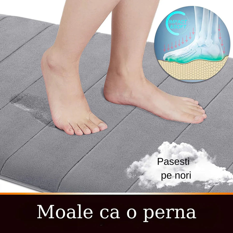 Lot de 3 tapis de bain, 50x40 cm, bleu, antidérapant
