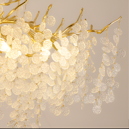 WALTZ Serenade Lustre en cristal, 8xG9, doré, 60 cm, hauteur réglable