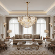 Candelabru Cristal LUXE Regalis, 21xE14, Diametru 80cm, Inaltime 45cm, Auriu Lucios, Inaltime Reglabila, Design Elegant