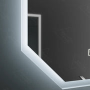 Miroir LED polygone, 60X80cm, capteur Hexaluce MotionGlow Marcello, système anti-buée, horloge et thermomètre, dimmable