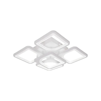 Lustre LED avec télécommande ZOE 96W, 5 carrés, Lumière Froide/Chaude/Neutre, Dimmable, Blanc