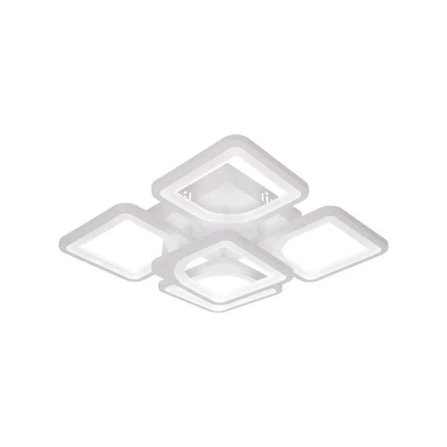 Lustre LED avec télécommande ZOE 96W, 5 carrés, Lumière Froide/Chaude/Neutre, Dimmable, Blanc