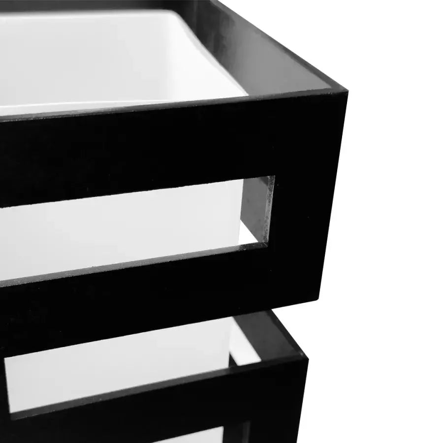 Lustre en bois VANJA, abat-jour carré, 4 douilles E27, blanc/noir