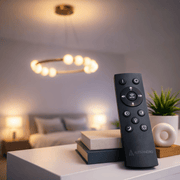 Lustre suspendu LED en acrylique Nova 57W avec télécommande, variable, 3000K/4000K/6000K, doré, métal et acrylique