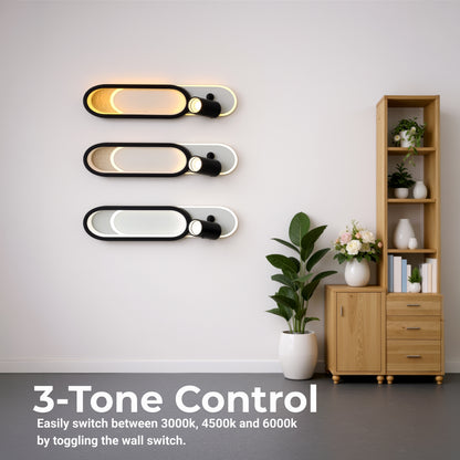 Lustre LED avec projecteur orientable FISSO Camilla 49W, lumière 3000/4000/6000k, Noir