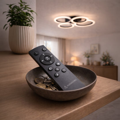 Lustre LED avec télécommande BETTY 44W, 4 Cercles, Lumière Froide/Chaude/Neutre, Dimmable, Noir