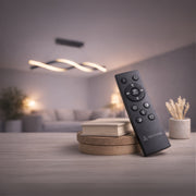 Lustre LED Suspendu avec Télécommande, FLUX, 27W, 116cm, Lumière Froide/Chaude/Neutre 3000K/4000K/6000K, Intensité Variable, Noir, Hauteur Réglable, Métal et Silicone