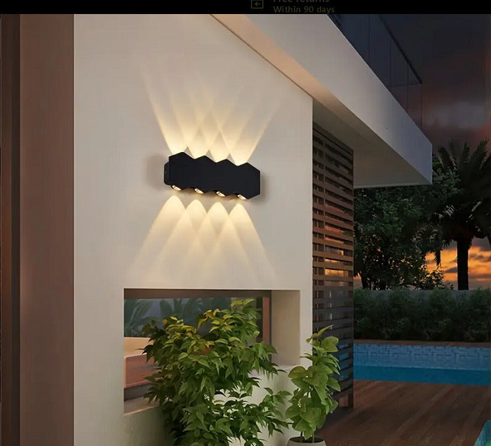 Applique murale LED extérieure et intérieure, 4 Sources x 1W, IP65, ABS, Noir, 3000K