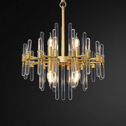 Lustre en cristal CC850/480GD, 6xE14, 48X45cm, hauteur réglable, or brillant, hauteur réglable, design élégant, métal et cristal