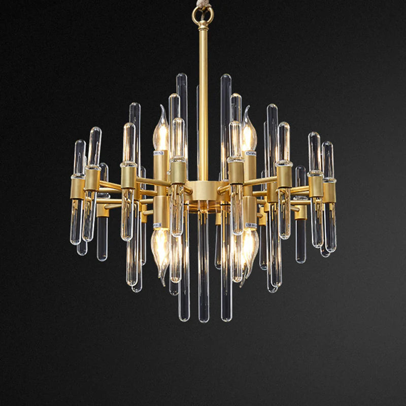 Lustre en cristal CC850/480GD, 6xE14, 48X45cm, hauteur réglable, or brillant, hauteur réglable, design élégant, métal et cristal