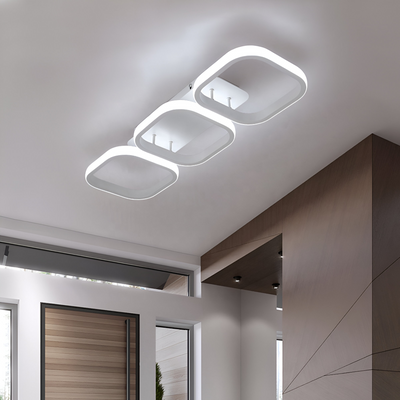 Lustre LED VERTEX 34W, 3 carrés, Linéaire, Lumière Froid/Chaud/Neutre, Blanc