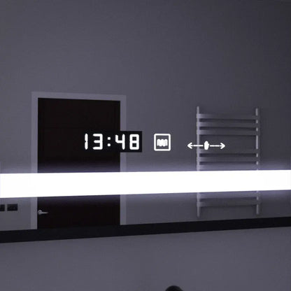 Miroir LED rectangulaire, 120x80cm, capteur Marcello MotionGlow, système anti-buée, horloge et thermomètre, loupe cosmétique, intensité variable