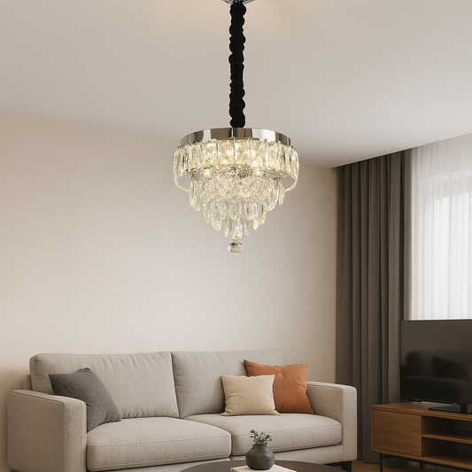 MEILI CRYSTAL CASCADA 300 – Lustre LED avec Cristaux, 52W, Ø300 mm, avec Télécommande