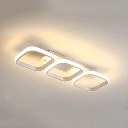 Lustre LED VERTEX 34W, 3 carrés, Linéaire, Lumière Froid/Chaud/Neutre, Blanc