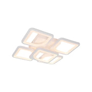 Lustre LED avec télécommande ZOE 96W, 5 carrés, Lumière Froide/Chaude/Neutre, Dimmable, Blanc