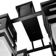 Lustre en bois VANJA, abat-jour carré, 4 douilles E27, blanc/noir