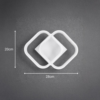 Lustre LED VERTEX Matrix, diamants superposés, cadres métalliques, 11 W, 2 diamants, lumière froide/chaude/neutre 3000K/4000K/6000K, blanc