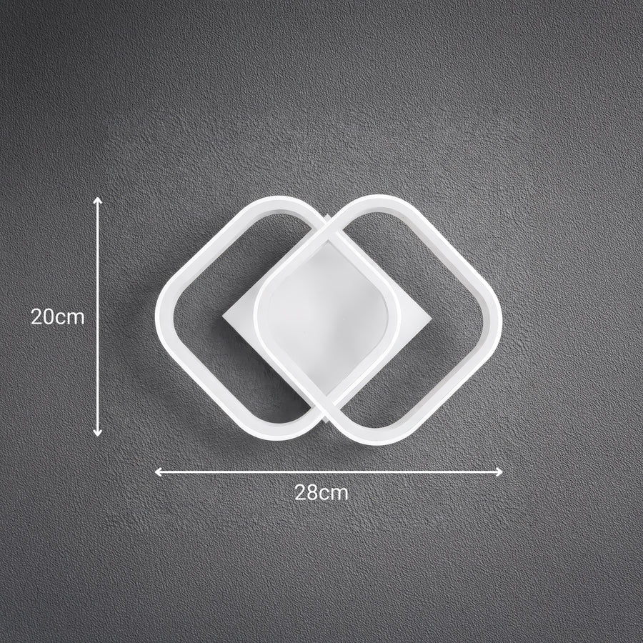 Lustre LED VERTEX Matrix, diamants superposés, cadres métalliques, 11 W, 2 diamants, lumière froide/chaude/neutre 3000K/4000K/6000K, blanc