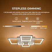 Lustre LED avec télécommande ELLA 119W, 6 carrés, Lumière Froide/Chaude/Neutre, Dimmable, Blanc