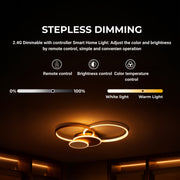 Lustre LED avec télécommande KILLIAN 80W, 4 Cercles, Lumière Froide/Chaude/Neutre, Dimmable, Doré