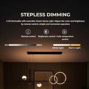 Lustre LED suspendu avec télécommande DAMARA 44W, Lumière Froide/Chaude/Neutre, Dimmable, Noir, Hauteur Réglable