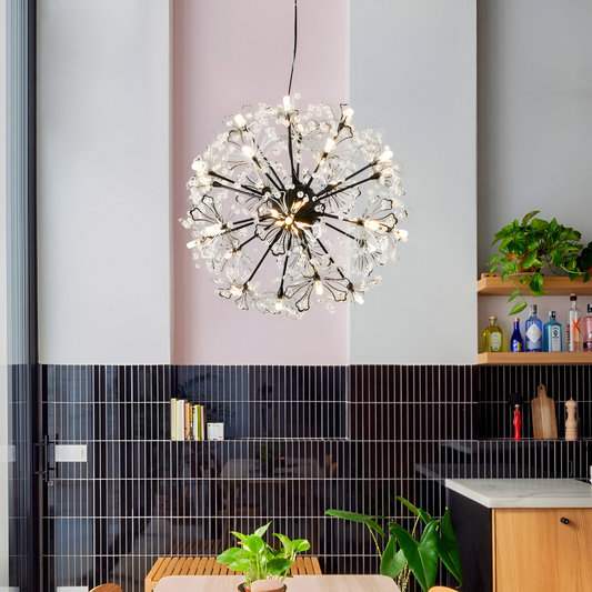 PETERHOF Lustre en cristal Elegance, 18x G4, diamètre 49 cm, 18XG4, Noir