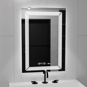 Miroir LED rectangulaire, 60 x 80 cm, capteur MotionGlow Venezia Marcello, système anti-buée, horloge et thermomètre, intensité variable, lumière froide neutre et chaude 3000K/4000K/6000K