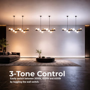 Lustre suspendu LED en acrylique Aurion 29 W avec télécommande, intensité variable, or noir, métal et acrylique