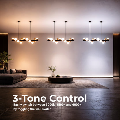 Lustre suspendu LED en acrylique Aurion 29 W avec télécommande, intensité variable, or noir, métal et acrylique