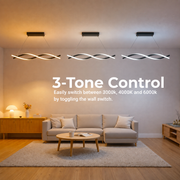 Lustre LED Suspendu avec Télécommande, FLUX, 27W, 116cm, Lumière Froide/Chaude/Neutre 3000K/4000K/6000K, Intensité Variable, Noir, Hauteur Réglable, Métal et Silicone
