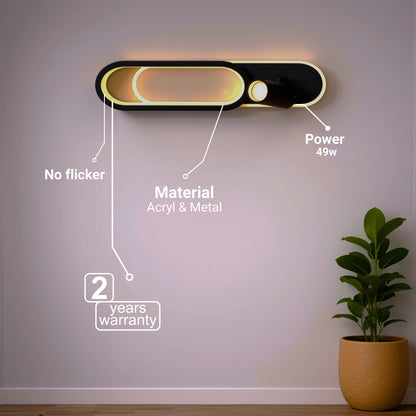 Lustre LED avec projecteur orientable FISSO Camilla 49W, lumière 3000/4000/6000k, Noir