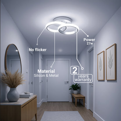 Lustre LED VERTEX CIRCULA 21W, 2 Cercles, Structure en Métal, Lumière Froide/Chaude/Neutre, Blanc