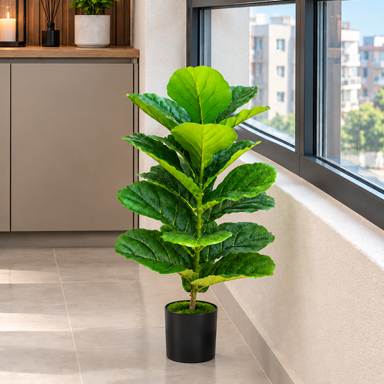 Plante artificielle de figuier, 70 cm, vert, avec pot