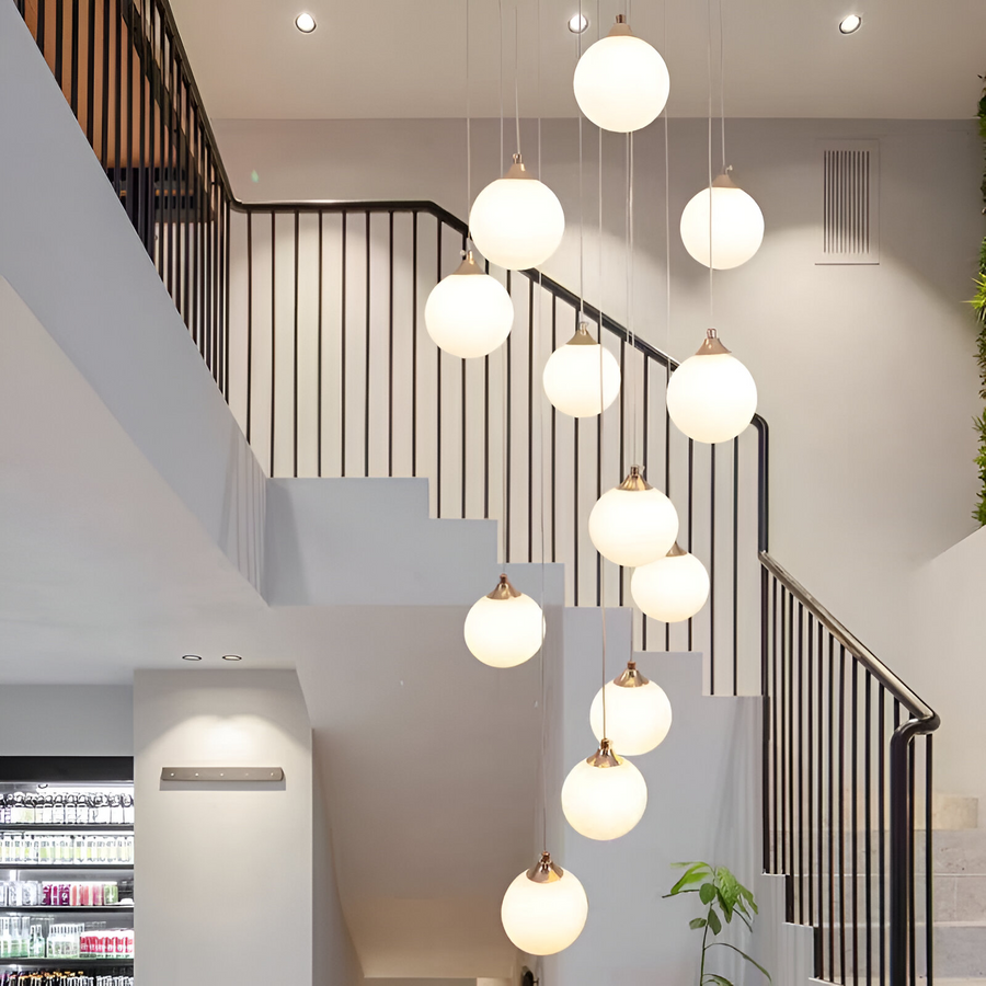 Lustre suspendu, 12 Globes x E27, Doré, Hauteur réglable