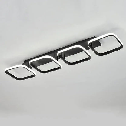 Lustre LED VERTEX 45W, 4 carrés, Linéaire, Lumière Froid/Chaud/Neutre, Noir