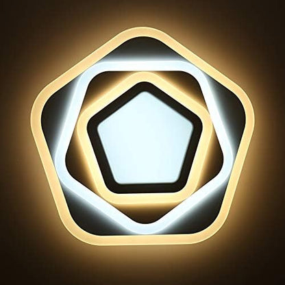 Lustre LED avec télécommande PENTAGON 59W, 40cm, Lumière Froide/Chaude/Neutre 3000K/4000K/6000K, Blanc, Métal et Acrylique, Métal et Acrylique