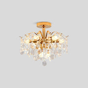 Lustre en cristal Fiamma, 6x E14, diamètre 45 cm, doré, métal et cristal
