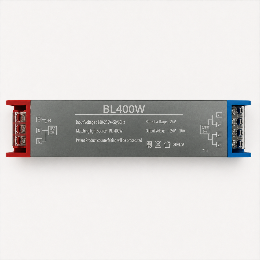 Alimentation LED 24V, 20,5x2,5x4 cm, Cuivre et Aluminium, Noir
