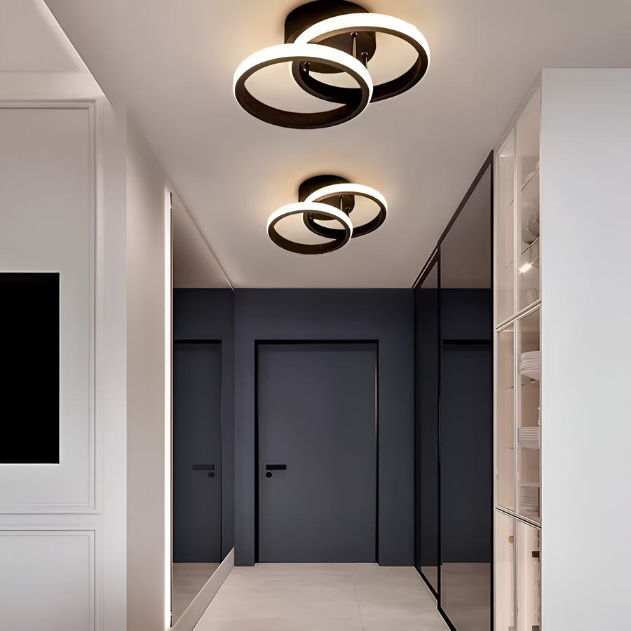 Lustre LED VERTEX CIRCULA 21W, 2 Cercles, Structure en Métal, Lumière Froide/Chaude/Neutre 3000K/4000K/6000K, Noir, Métal