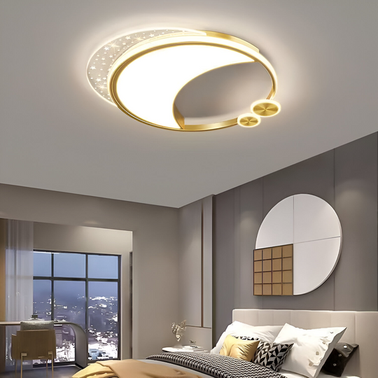 Lustre LED Marco avec télécommande, 76 W, variable, doré, métal, acrylique et verre, 3000 K/4000 K/6000 K Lustres LED avec télécommande Titre par défaut Alessandro Design