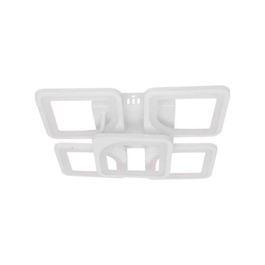 Lustre LED avec télécommande ZOE 96W, 5 carrés, Lumière Froide/Chaude/Neutre, Dimmable, Blanc