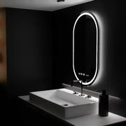 Miroir LED ovale, 60x80cm, Eminence MotionGlow Marcello, système anti-buée, horloge et thermomètre, intensité variable