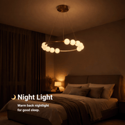 Lustre suspendu LED en acrylique Nova 57W avec télécommande, variable, 3000K/4000K/6000K, doré, métal et acrylique