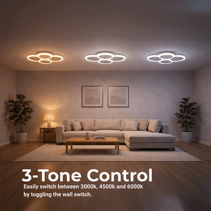 Lustre LED avec télécommande BETTY 43W, 4 Cercles, Lumière Froide/Chaude/Neutre, Dimmable, Blanc