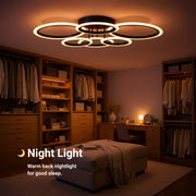 Lustre LED avec télécommande BETTY 82W, 6 Cercles, Lumière Froide/Chaude/Neutre, Dimmable, Noir