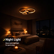 Lustre LED avec télécommande KILLIAN 80W, 4 Cercles, Lumière Froide/Chaude/Neutre, Dimmable, Doré