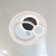 Lustre LED avec cristal HELIOX, 43W, 4 Cercles, Lumière Froid/Chaud/Neutre, Blanc